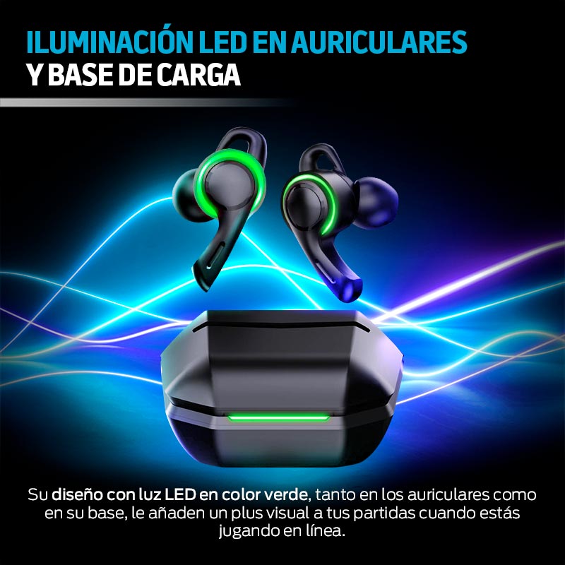 Audífonos Gamer Bluetooth Redlemon Real Wireless con Base de Carga