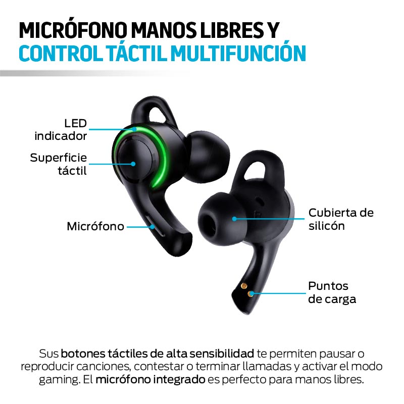 Audífonos Gamer Bluetooth Redlemon Real Wireless con Base de Carga