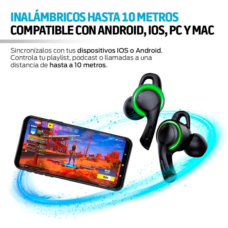 Audífonos Gamer Bluetooth Redlemon Real Wireless con Base de Carga