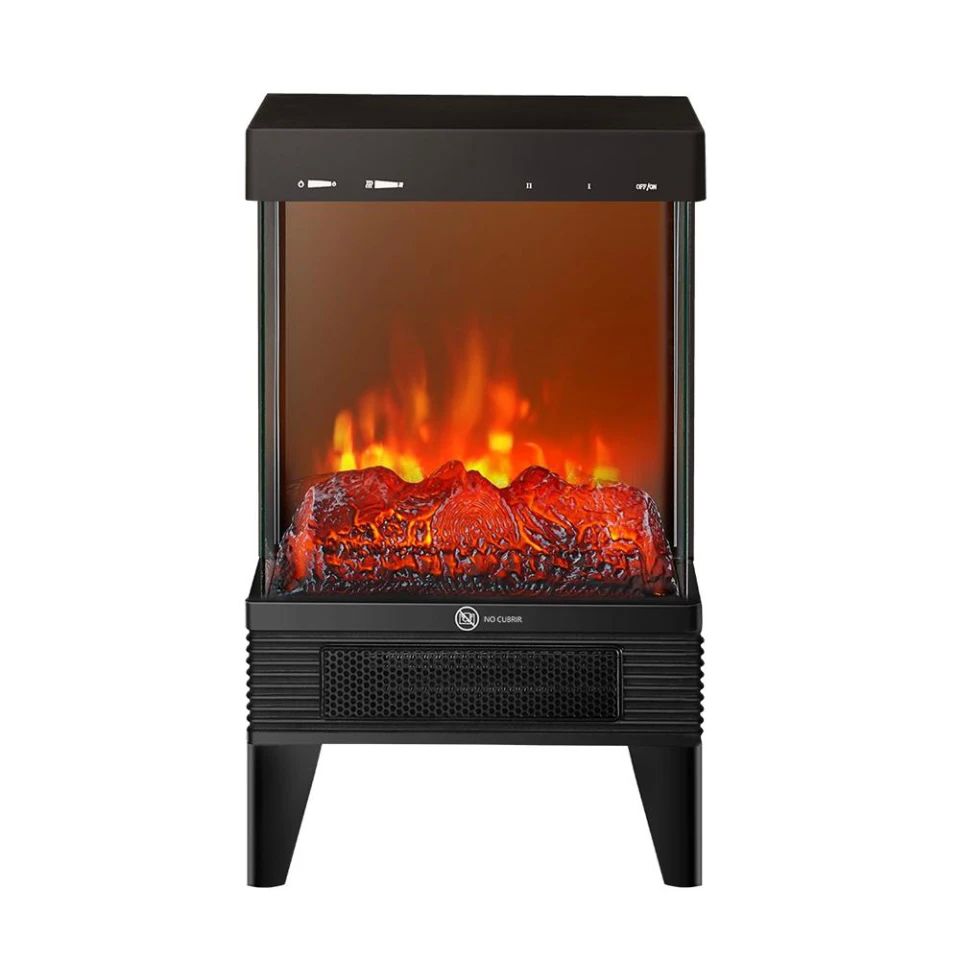 Chimenea eléctrica calefactor fogata portátil atvio efecto de llama de tronco realista negro