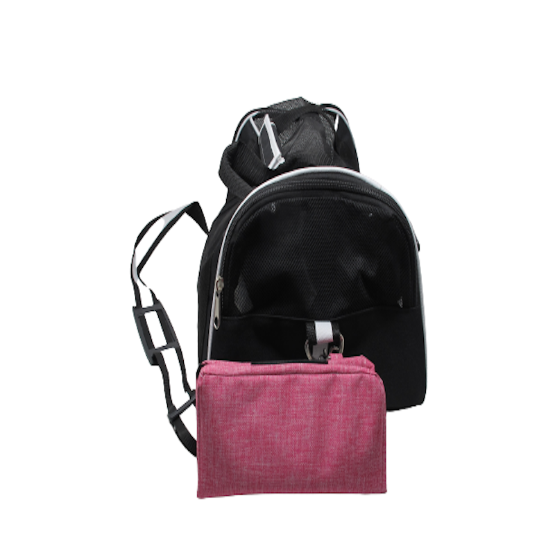 COMBO MALETA NEGRA CON TRAVEL BOWL ROSA