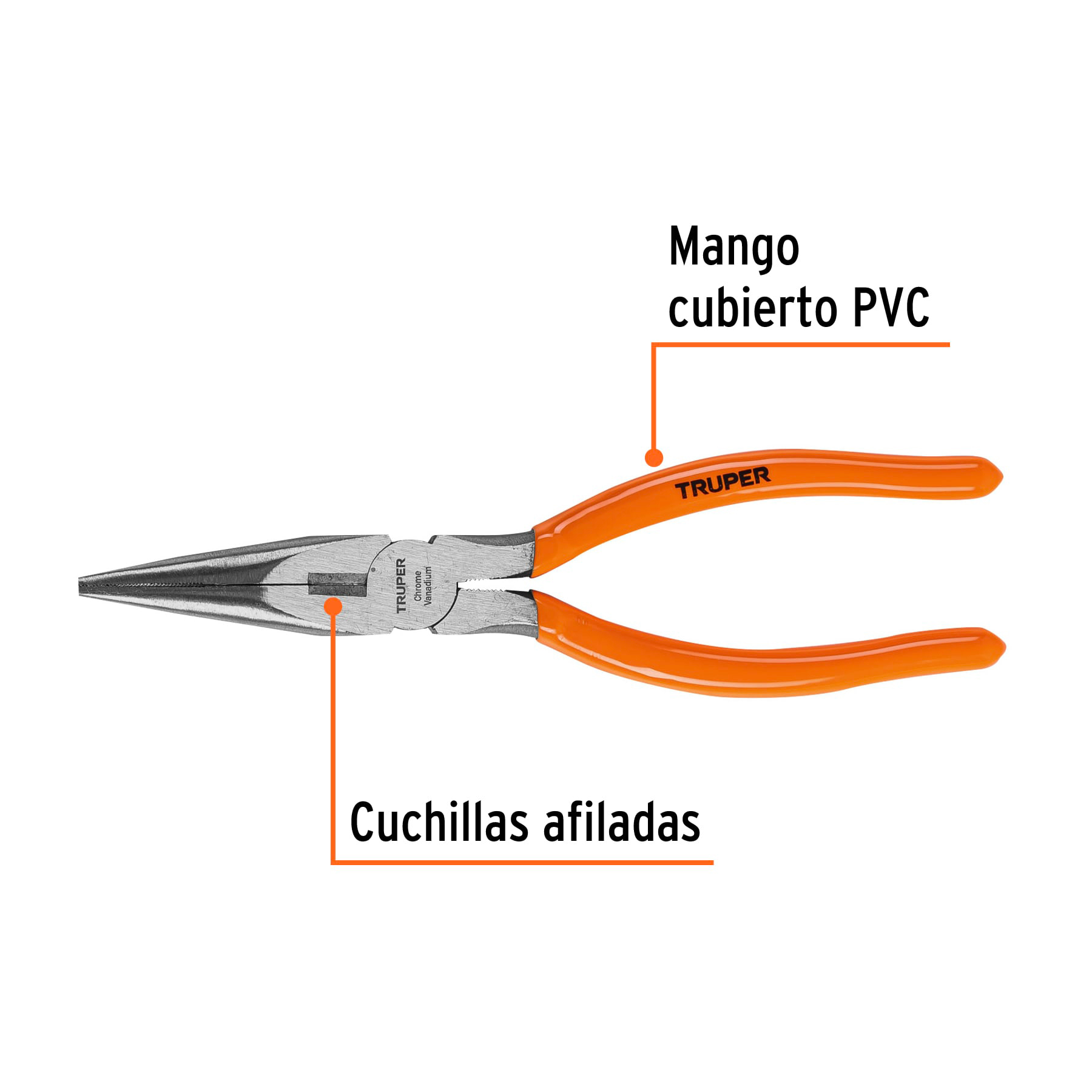 Pinza De Punta Y Corte 8 Mango De Pvc, Truper