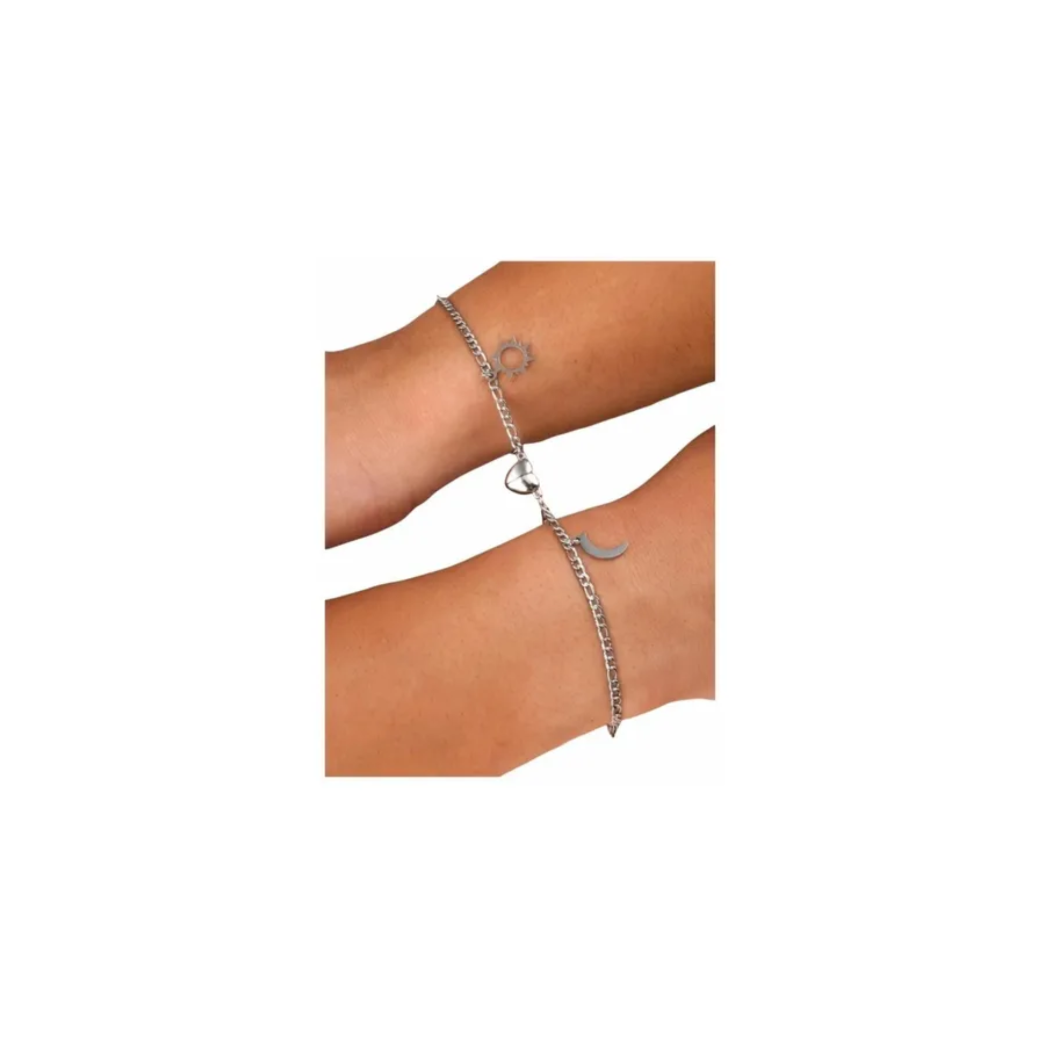 Pulsera Para Pareja Con Imán Con Luna Y Sol