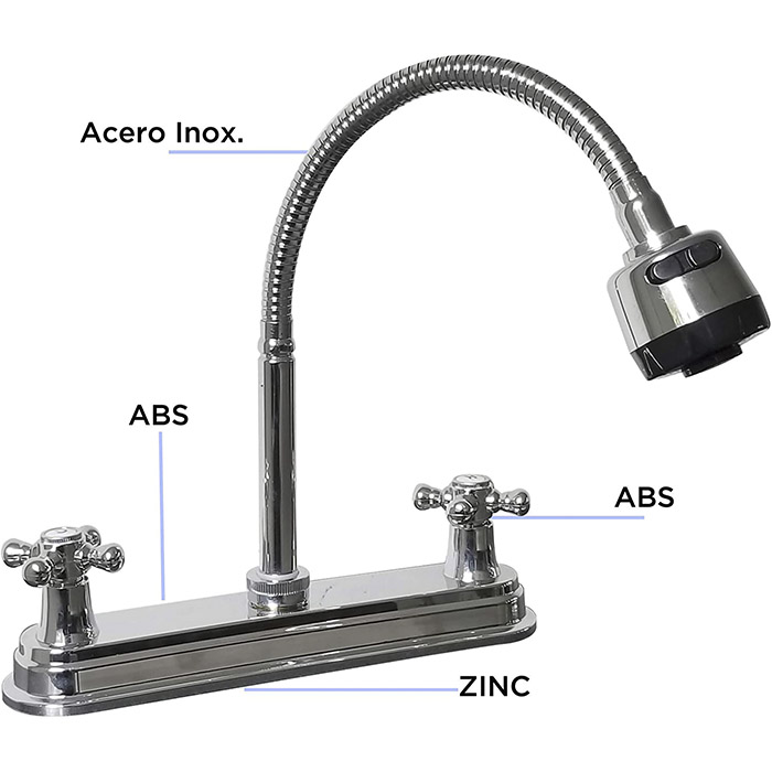 CNX - Kit Completo de Fregadero de Cocina Derecho para Sobreponer y Mezcladora