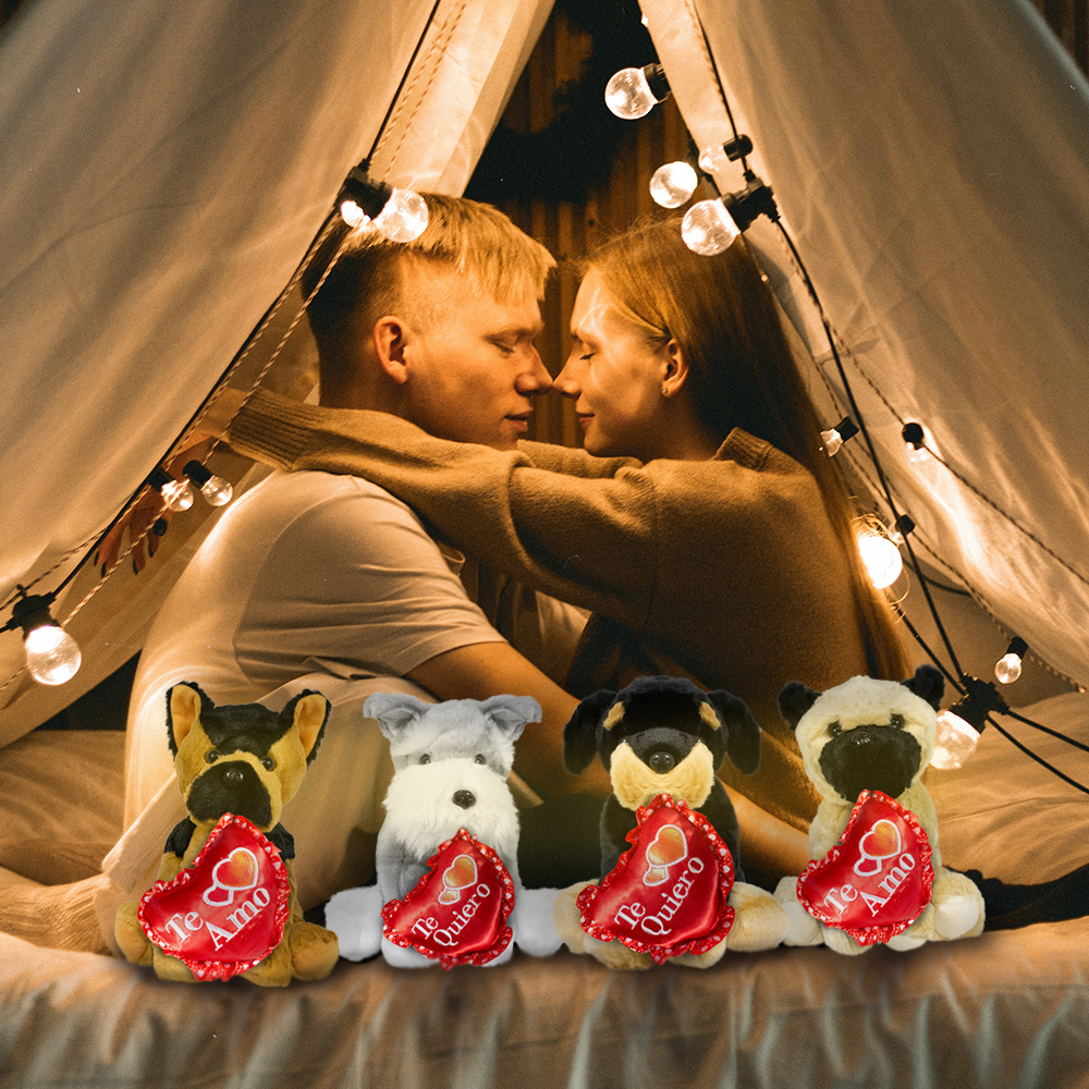 Perritos De Peluche San Valentin Con Corazon Pack 4 Piezas