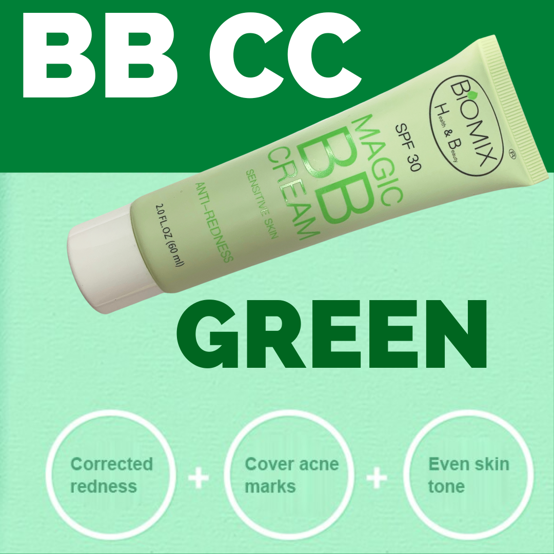 BB CC Cream Verde Anti Rojeces Curativa Progresiva Multibeneficios Piel Sensible Spf30 60ml