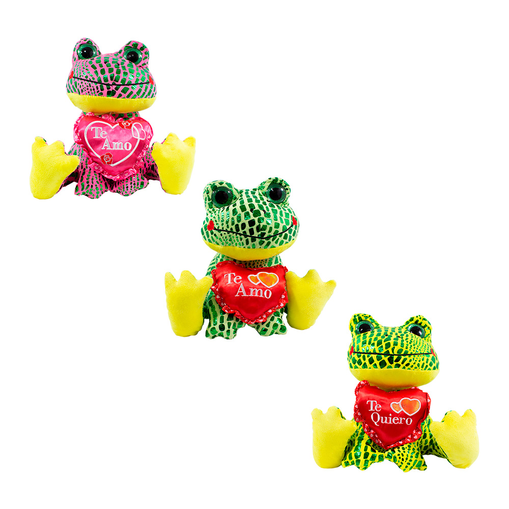 Ranas De Peluche San Valentín Con Corazón Ranita Amor 3 Pzas