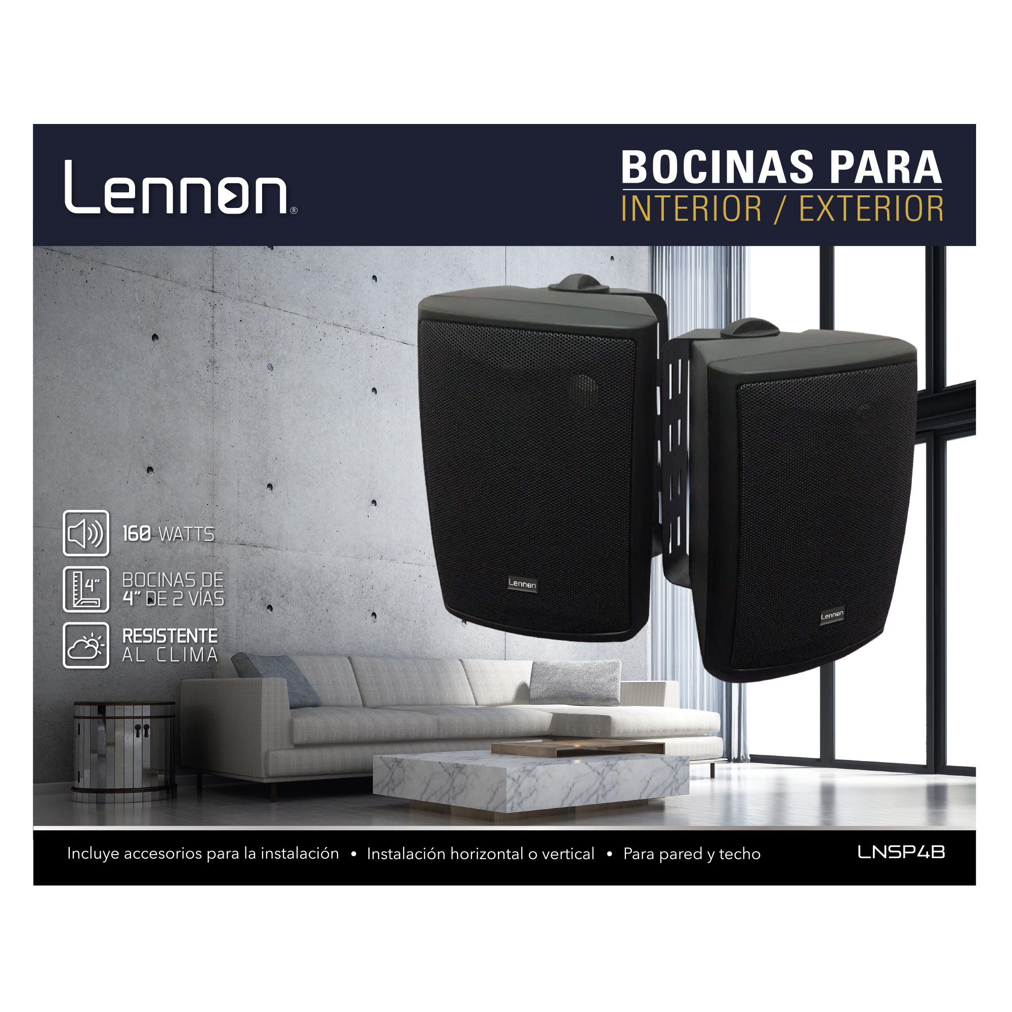 Bocinas Ambientales Lennon Ln-sp4w Negras