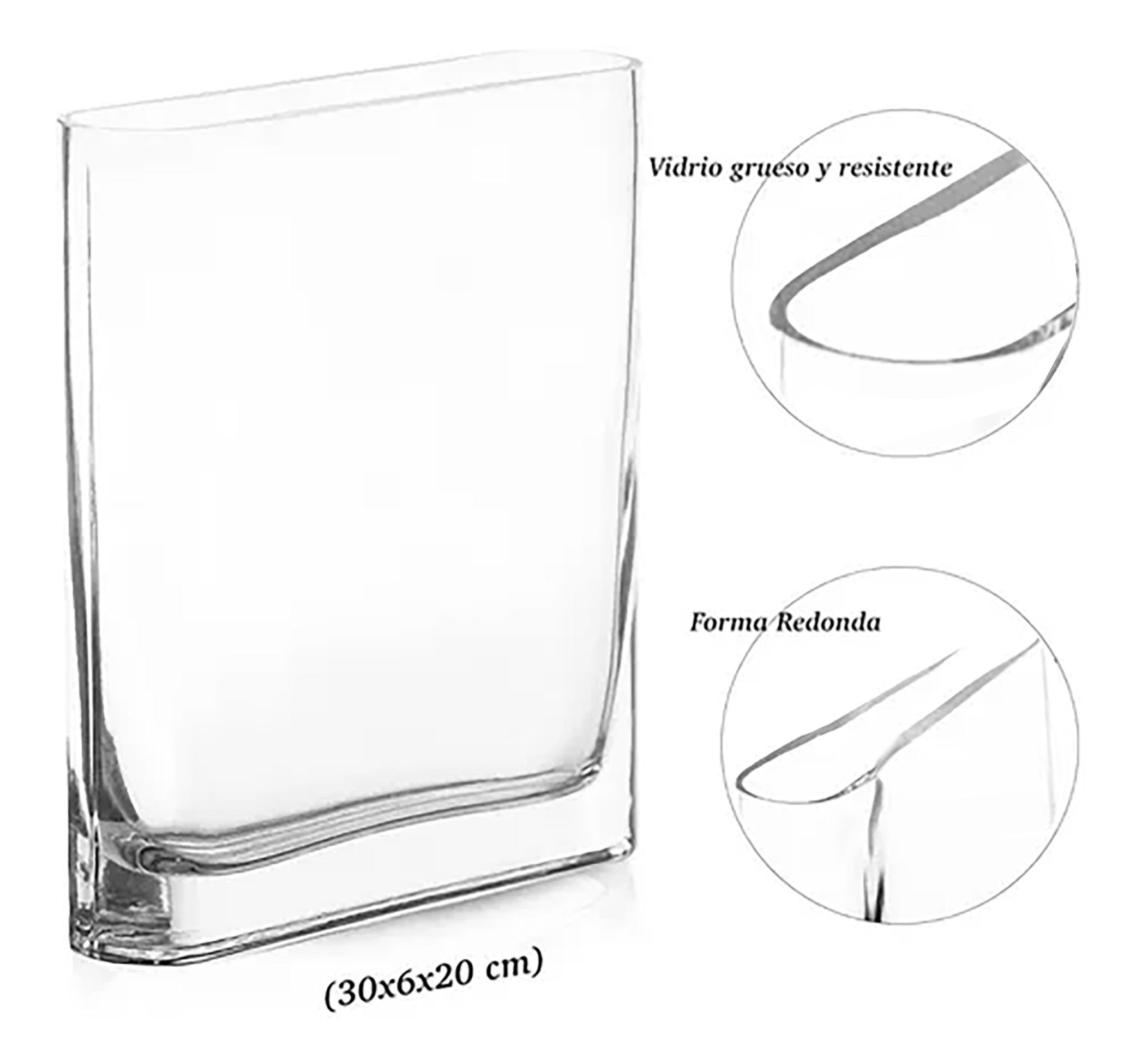 Florero vidrio decorativo Rectangular bordes redondeados Serazu 31x7cm/12.2x2.7in 1 SRZ-FL-278013 