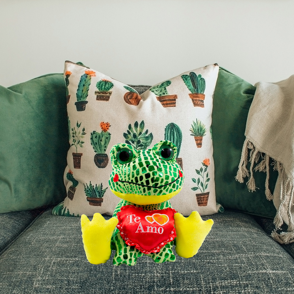 Rana De Peluche San Valentín Con Corazón Ranita Amor Verde
