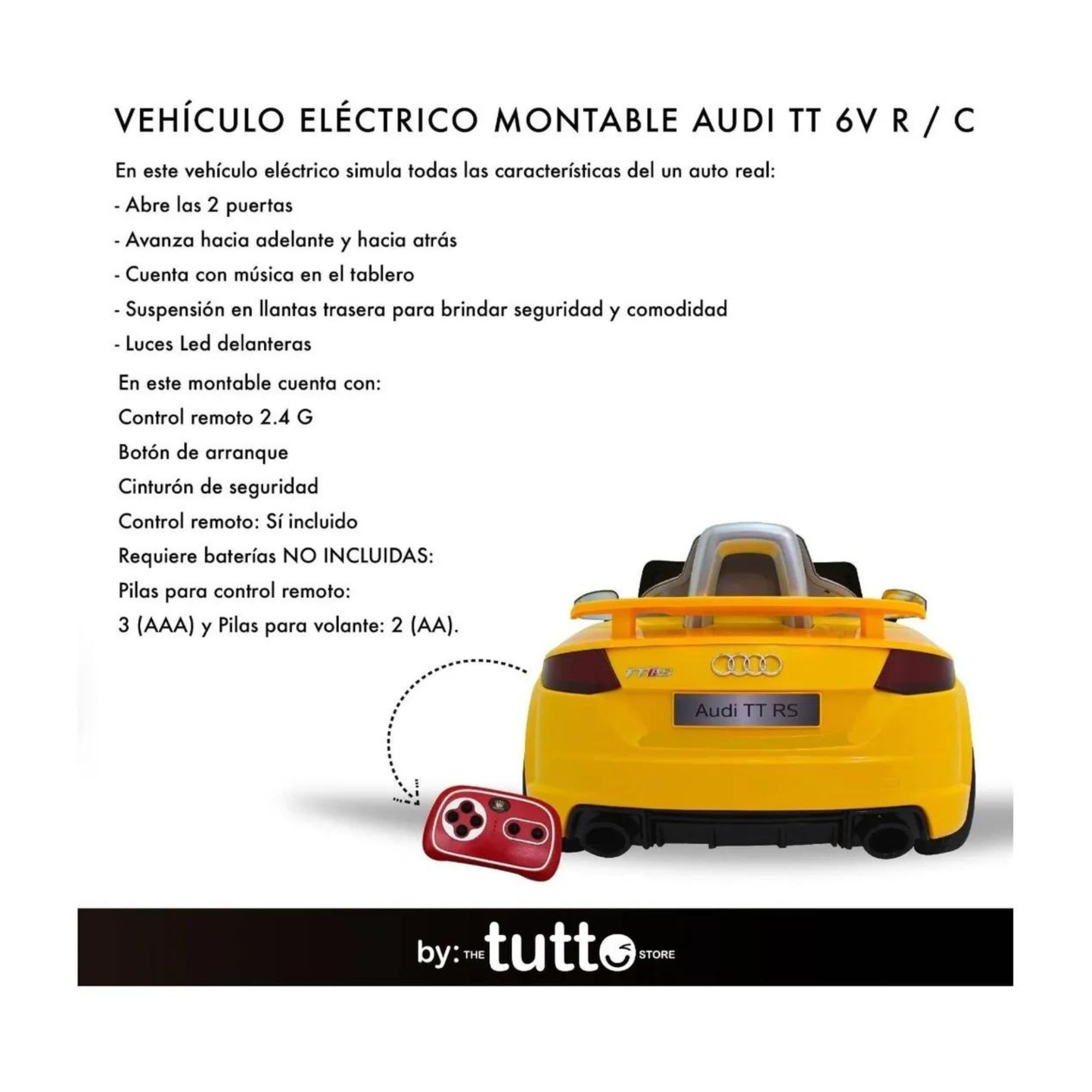 Montable Eléctrico Para Niños Audi Tt 6v