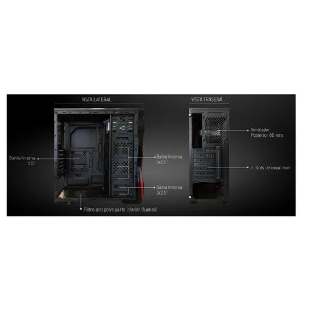 Gabinete de pc Eagle Warrior Fs-2 ventilador led Rojo Gamer