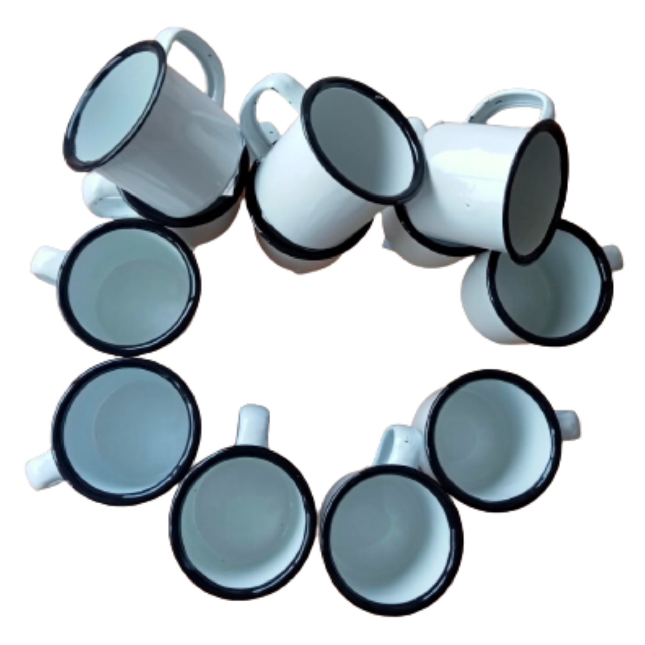 12 Mini Pocillos Taza Peltre Mezcaleras Tequila Cafe Salsera