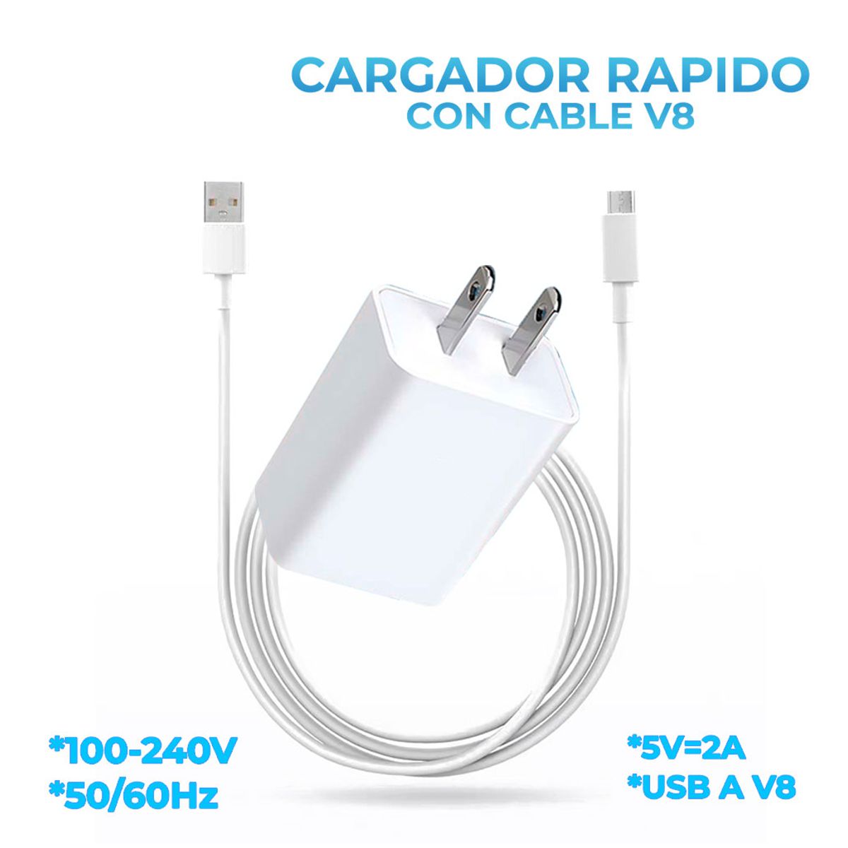 Combo Cargador 5V 2A Micro USB V8 CH98V8
