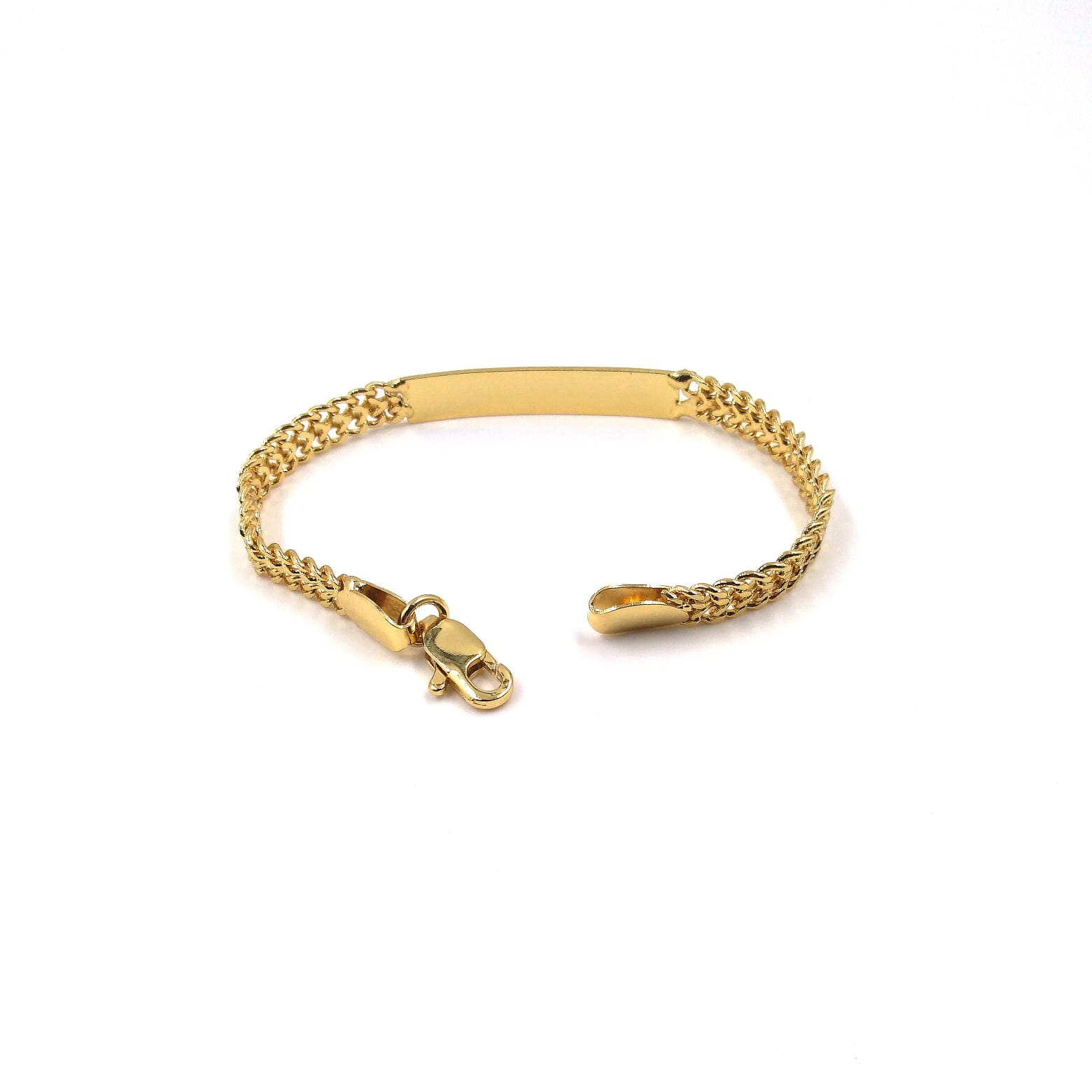 Esclava Bijoux Marquise Tejido Cubano Con Placa Chapa Oro 18k