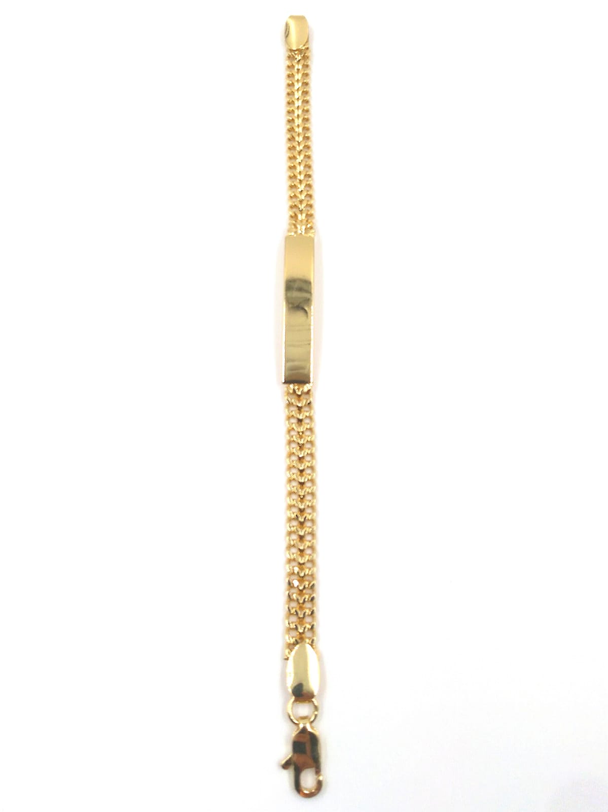 Esclava Bijoux Marquise Tejido Cubano Con Placa Chapa Oro 18k