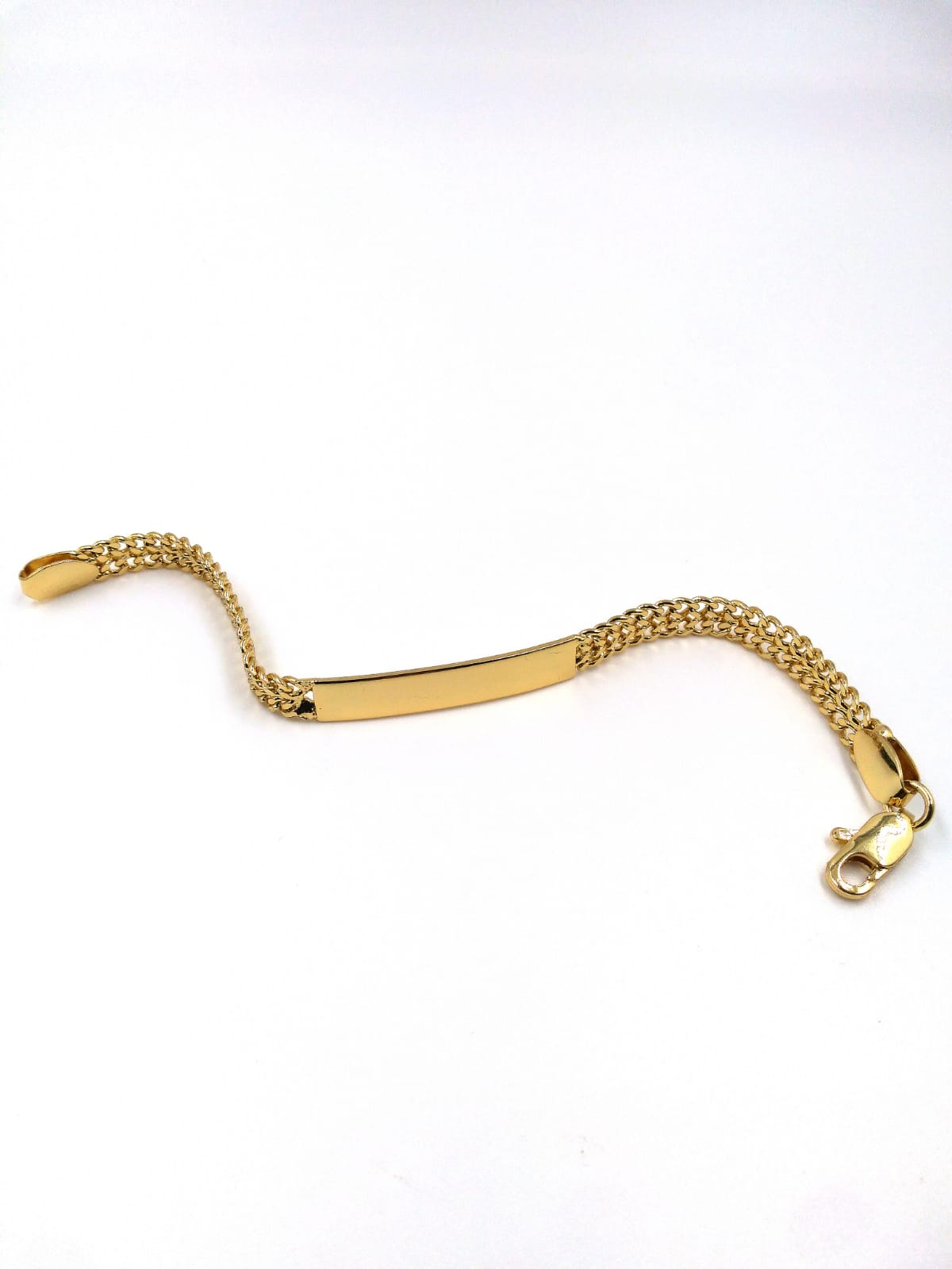 Esclava Bijoux Marquise Tejido Cubano Con Placa Chapa Oro 18k