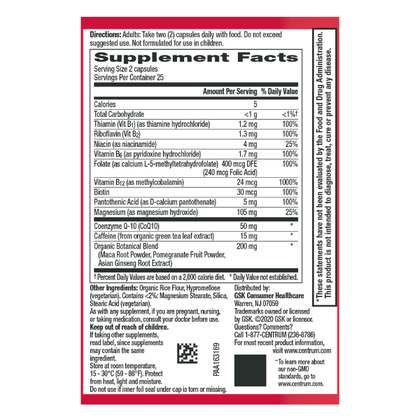 Centrum energy y vitaly  50ct ,nutritivo ,apoyo digestivo ,vitamina c ,apoyo inmunologico 