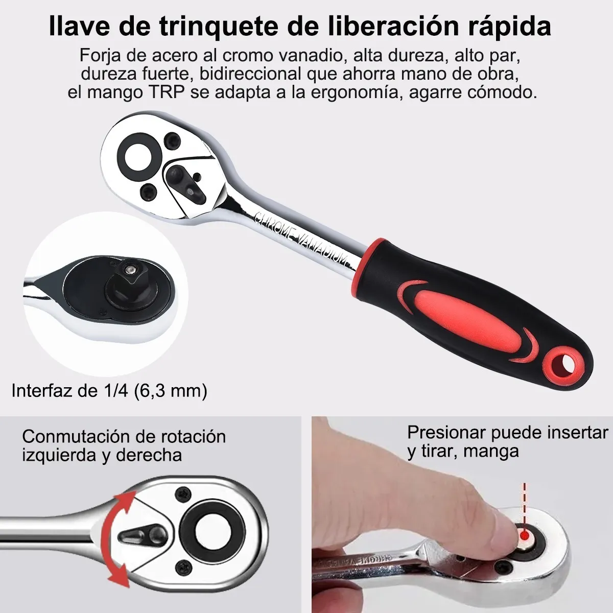 Kit De Herramientas Mecanica 46 Pz Con Desarmador Y Matraca Rojo