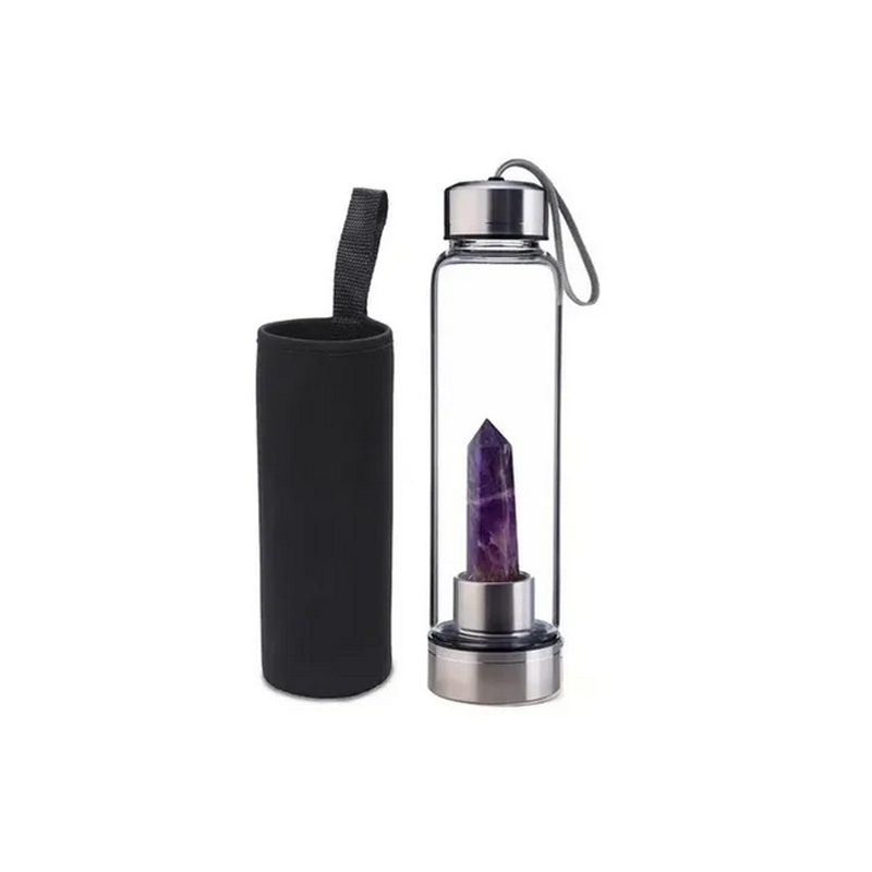 Botella Agua Con Cristal Energético De Cuarzo 