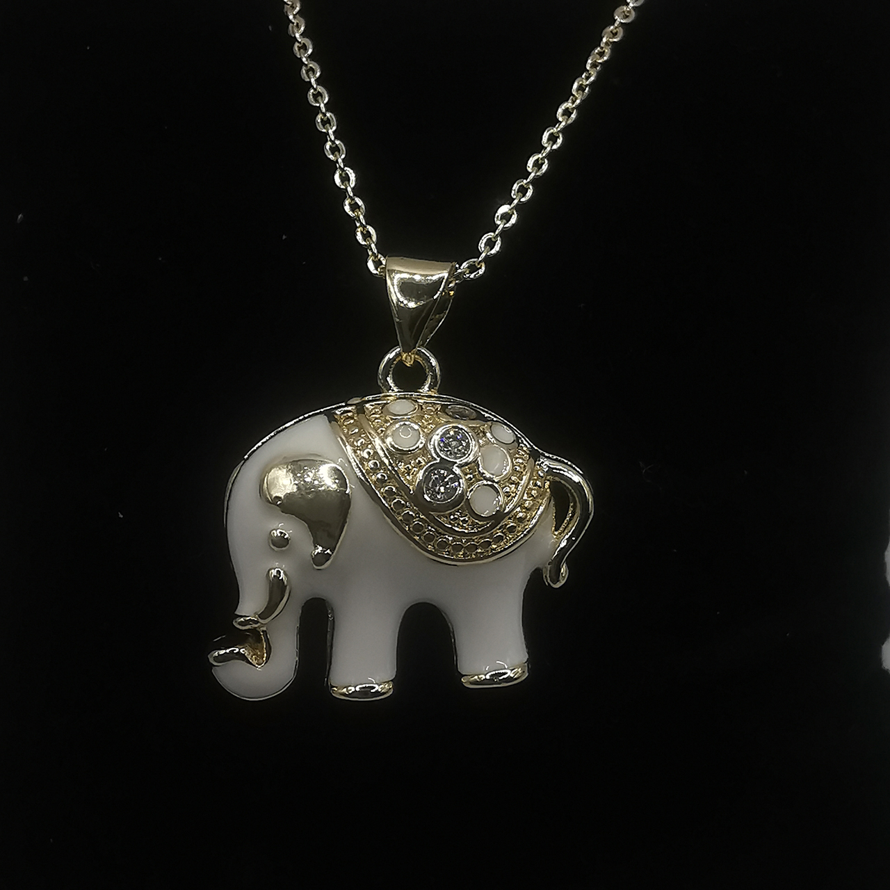 Collar Acero Elefante - 38 + 6 cm - Multi Enamel - Bañado Oro