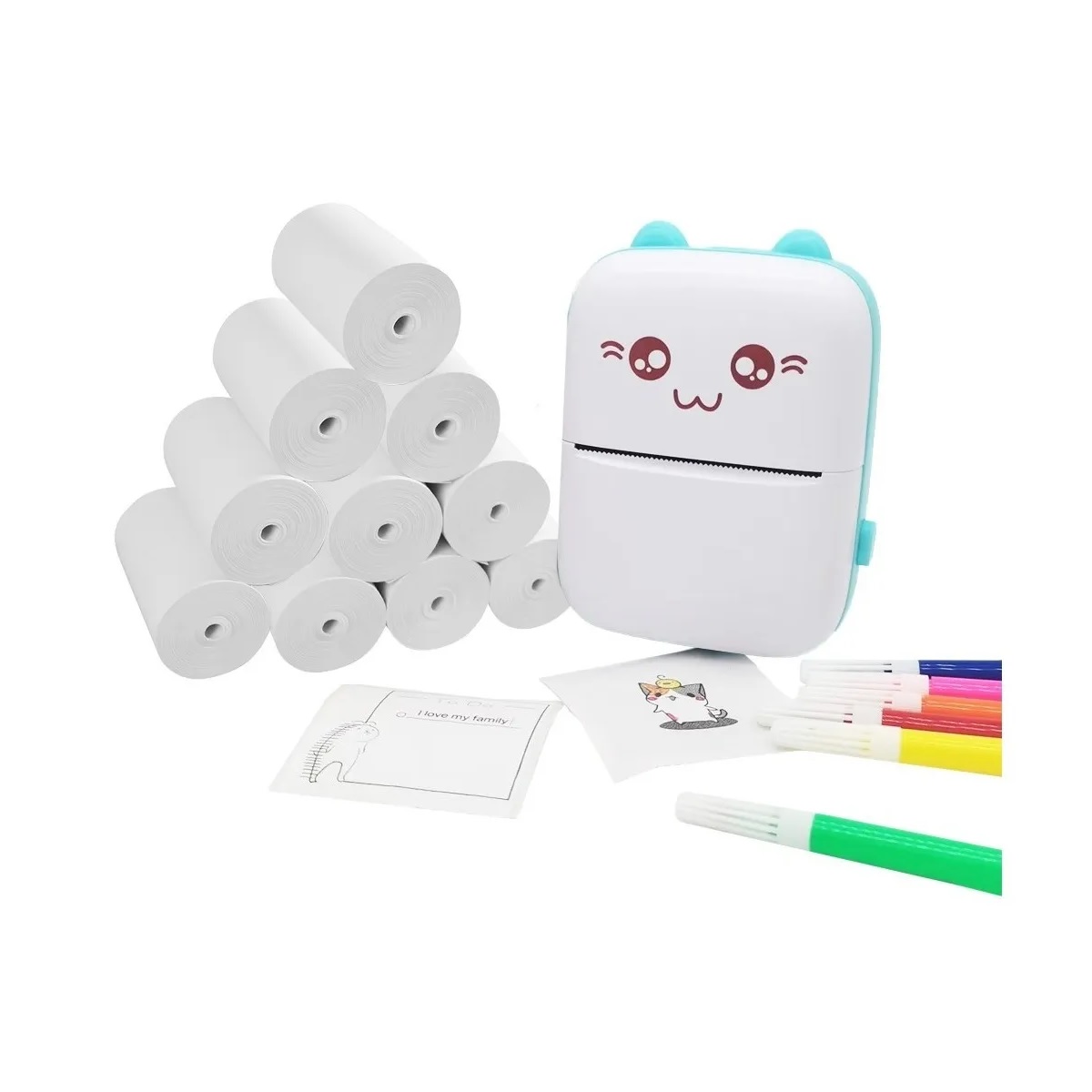 Impresora Fotografias Mini Portátil Térmica Bluetooth 10 Rol Azul