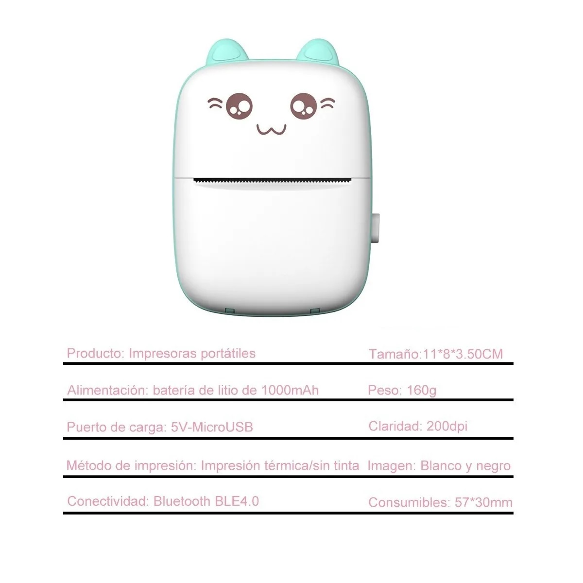 Impresora Fotografias Mini Portátil Térmica Bluetooth 10 Rol Azul