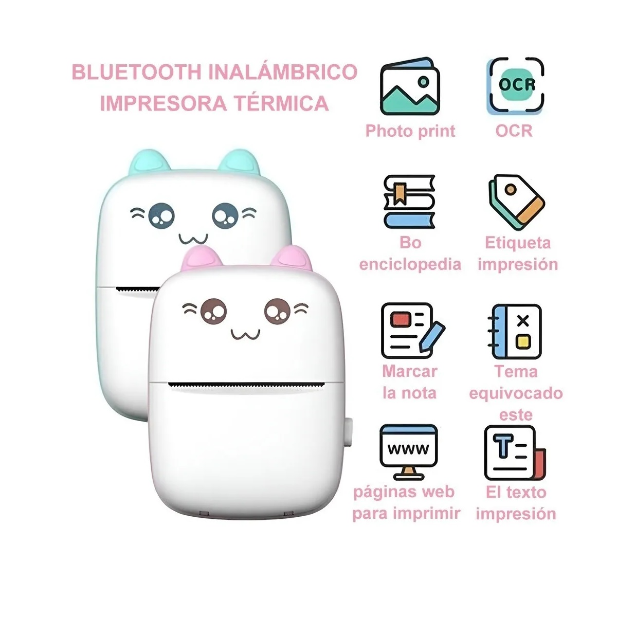 Impresora Fotografias Mini Portátil Térmica Bluetooth 10 Rol Azul