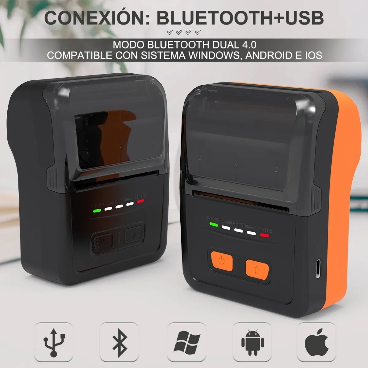 Impresora Térmica Tickets 58mm Bluetooth Android Ios Cel Usb Negro