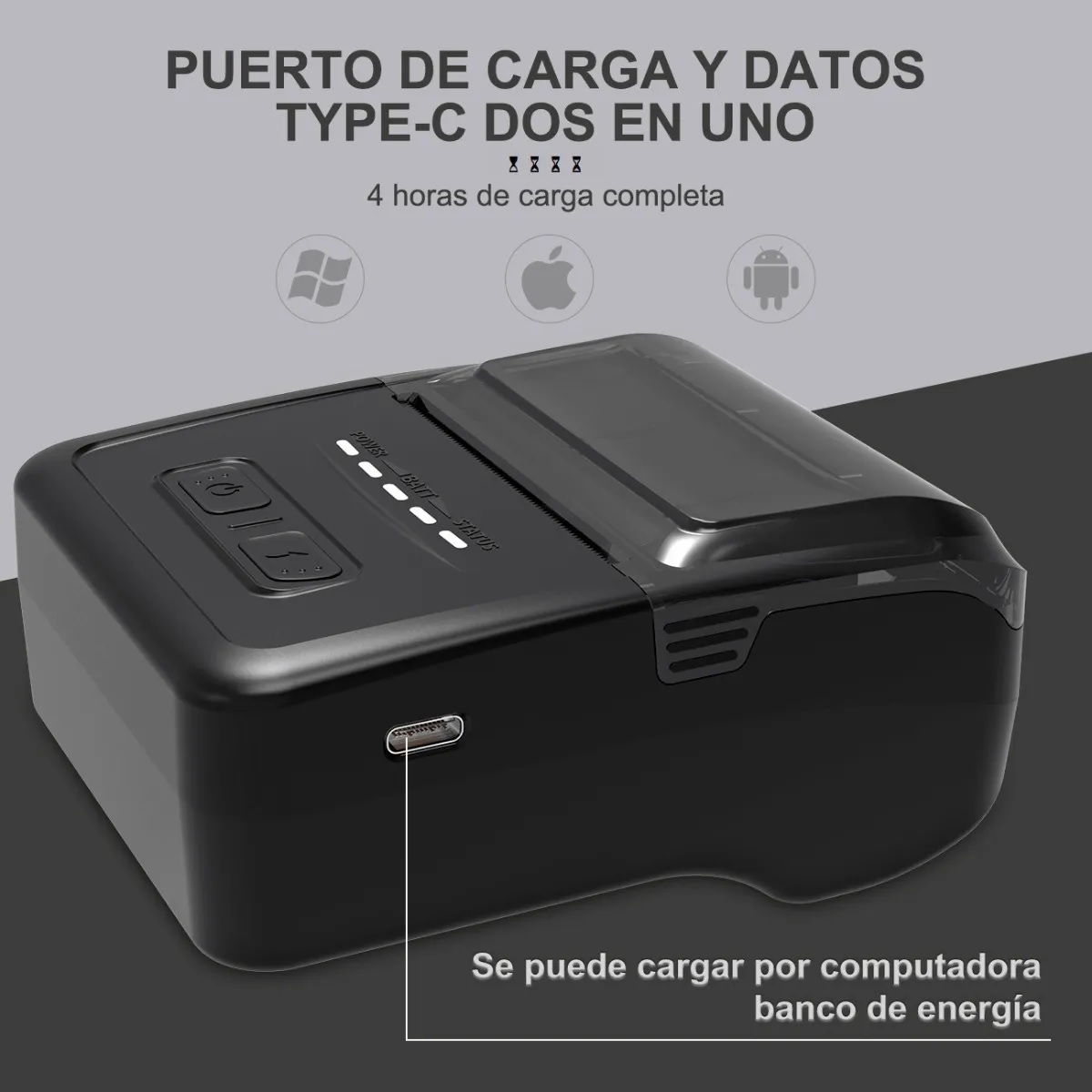 Impresora Térmica Tickets 58mm Bluetooth Android Ios Cel Usb Negro