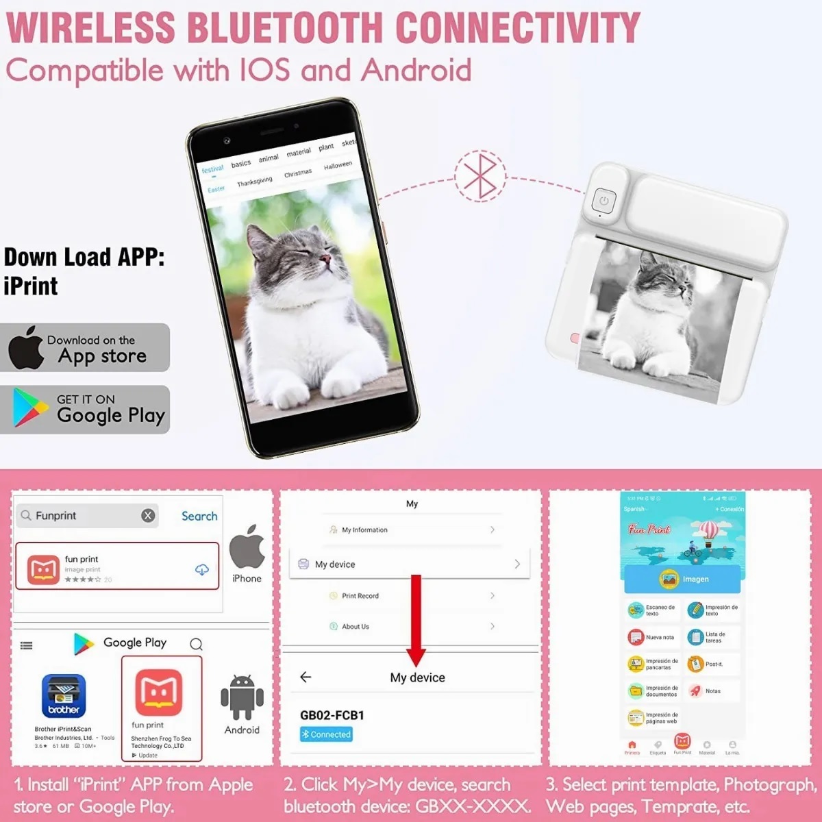 Mini Impresora Térmica Portátil Bluetooth Usb Ios Android