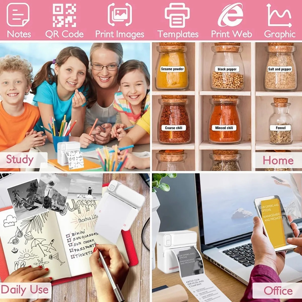 Mini Impresora Térmica Portátil Bluetooth Usb Ios Android