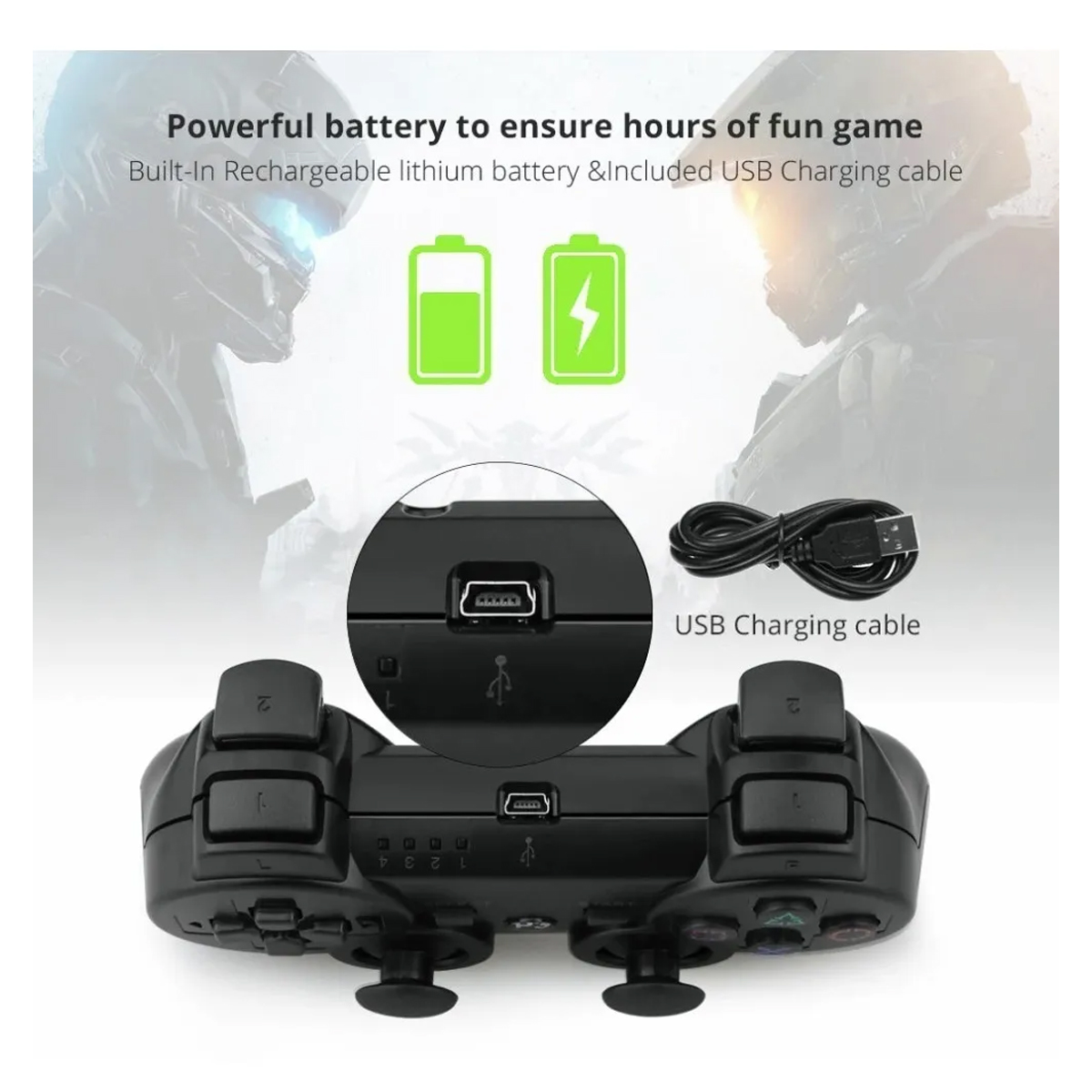 Control Inalámbrico Compatible Con Ps3 + Cable De Carga