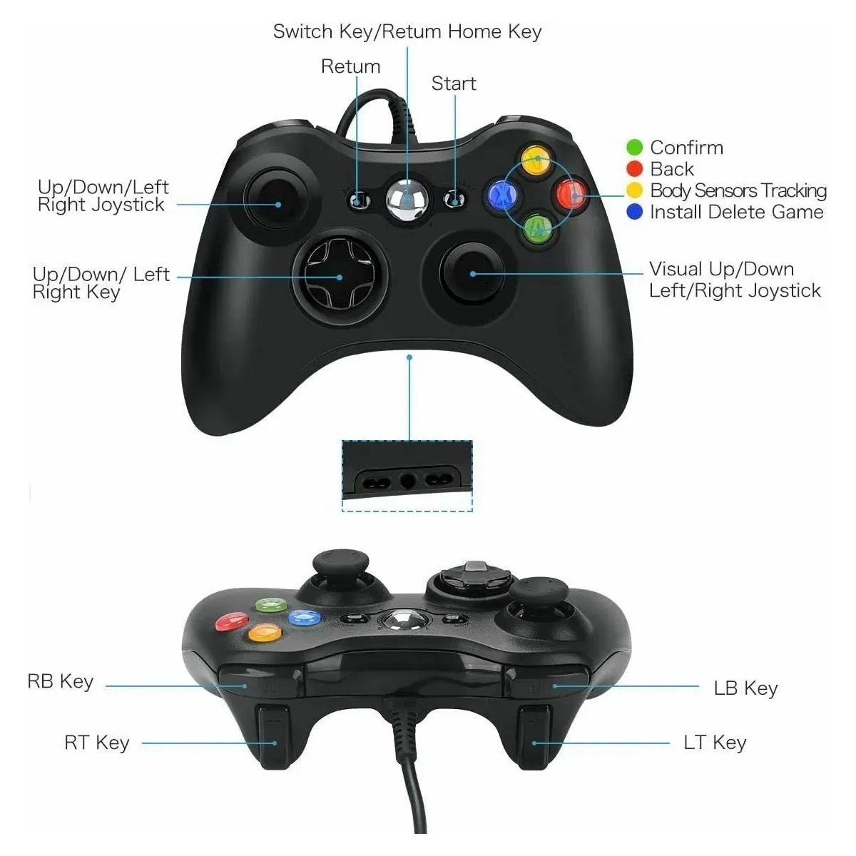 Control Alambrico Para Xbox 360 Y Pc Windows Gamepad