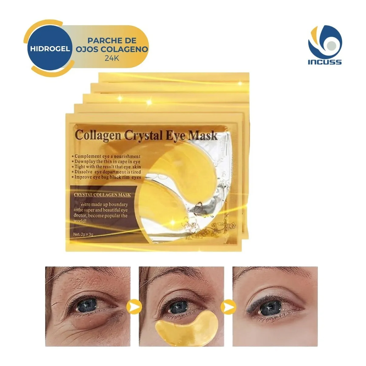 10 Parches Ojos Colágeno Hidrogel Elimina Ojeras