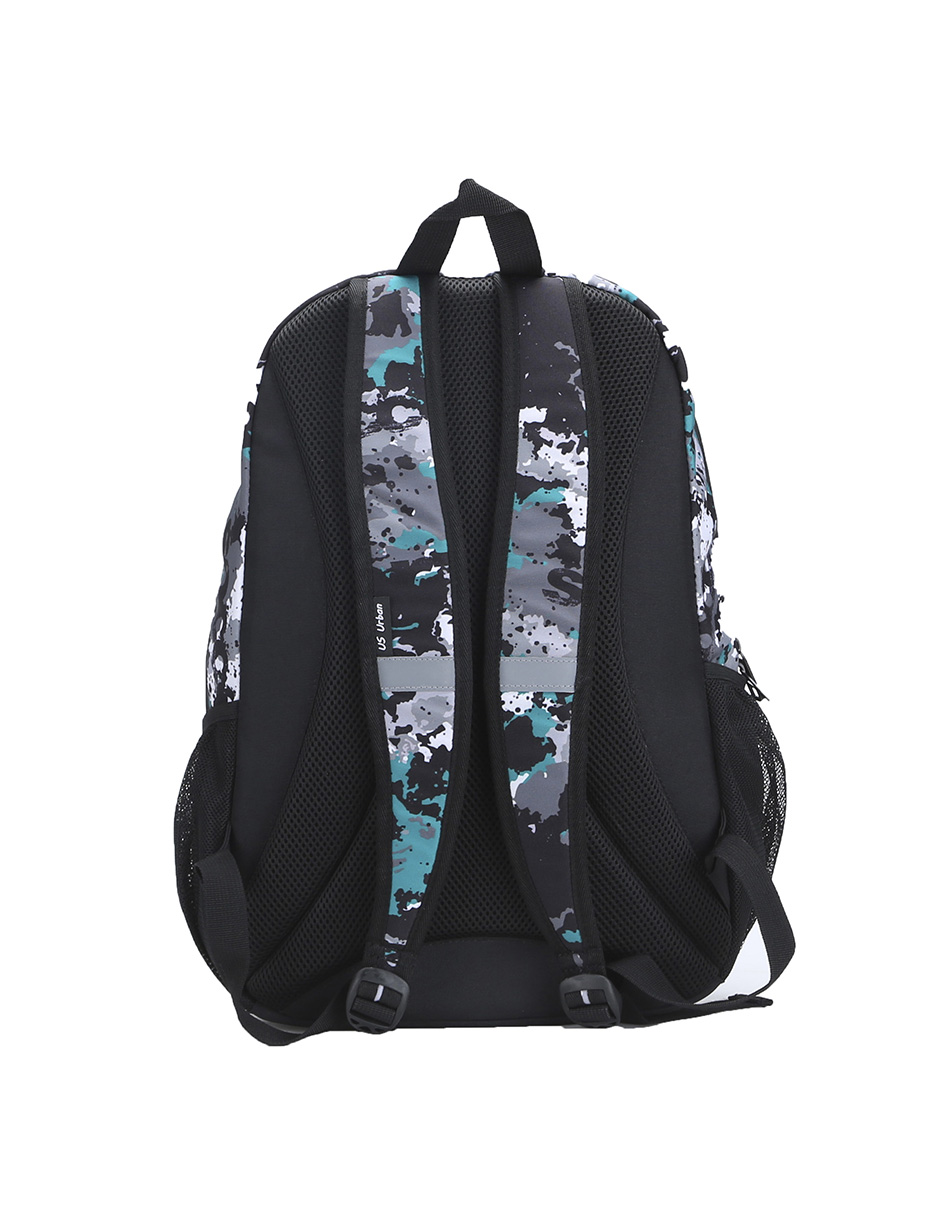 SET MOCHILA ESCOLAR CON LONCHERA Y LAPICERA US URBAN BALON GRIS CON VERDE