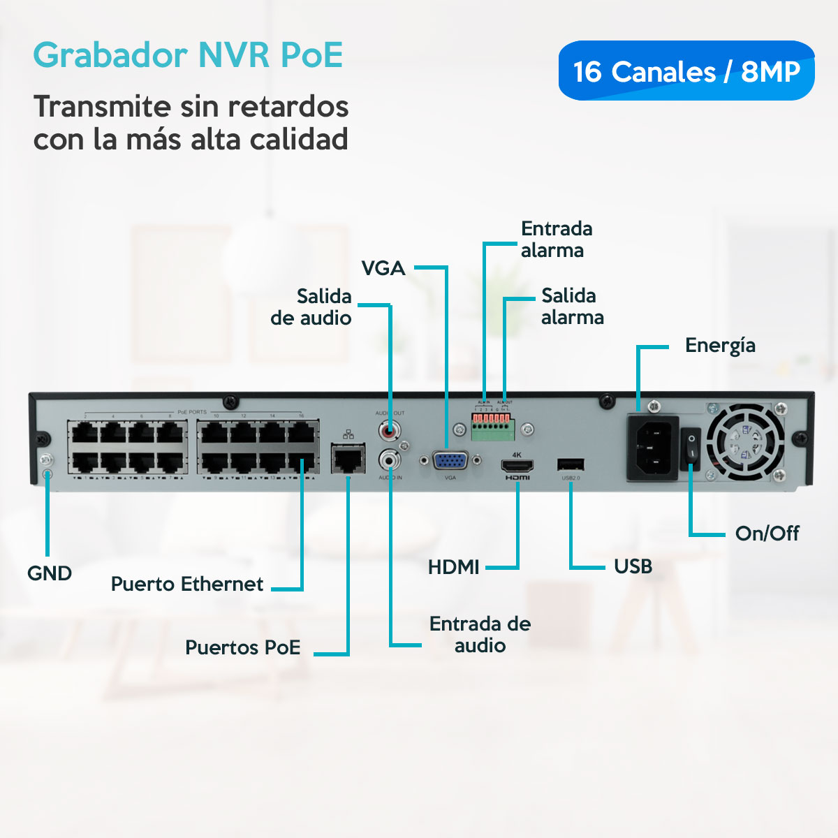 Nvr Poe 16 Canales Poe 8mp Hdmi Vga NVR-216S2-P16 Uniarch