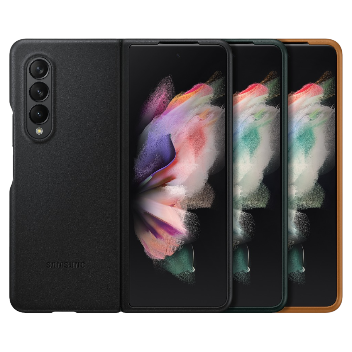 Funda de Piel Samsung Original Leather Cover para Z Fold 3 Color Negro