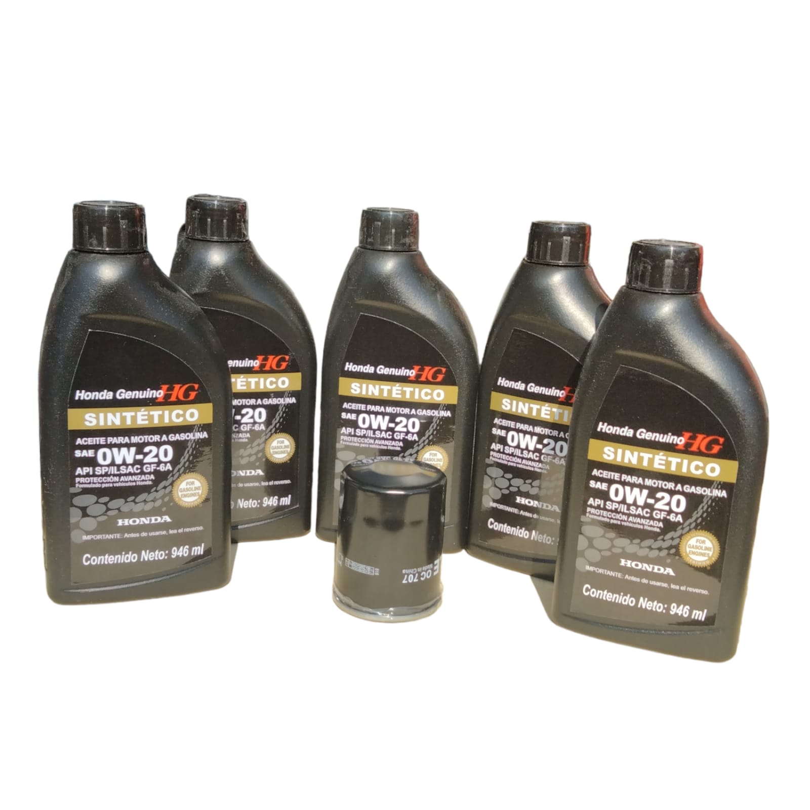 5 litros de aceite Honda Sintetico 0w 20 y filtro de aceite mahle