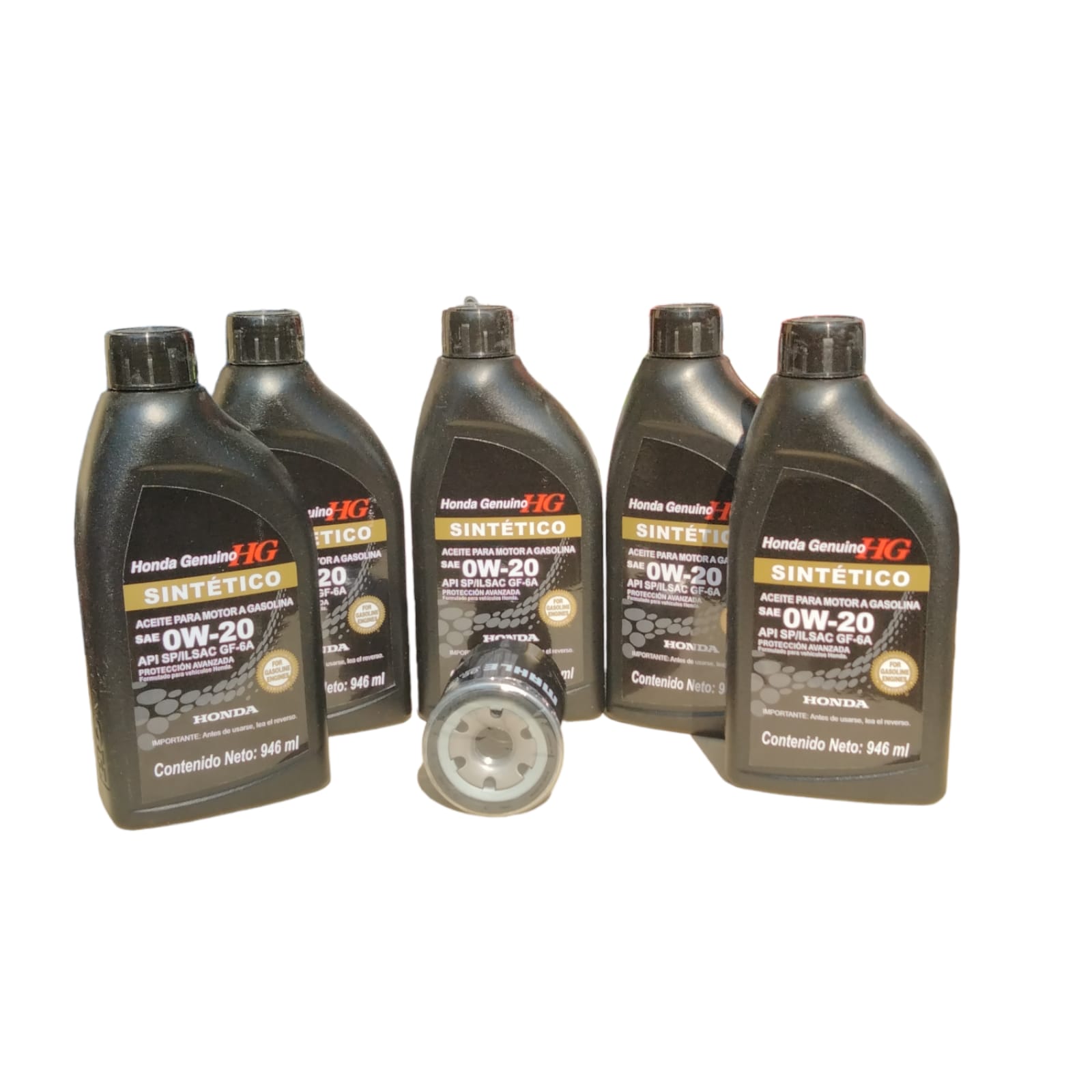 5 litros de aceite Honda Sintetico 0w 20 y filtro de aceite mahle