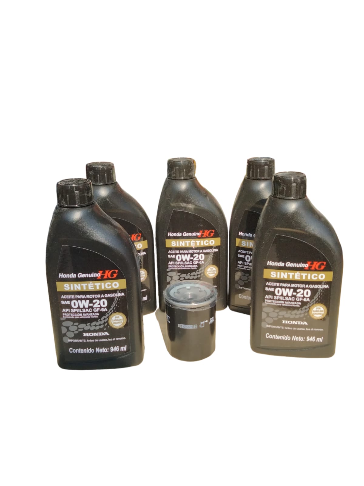 5 litros de aceite Honda Sintetico 0w 20 y filtro de aceite mahle