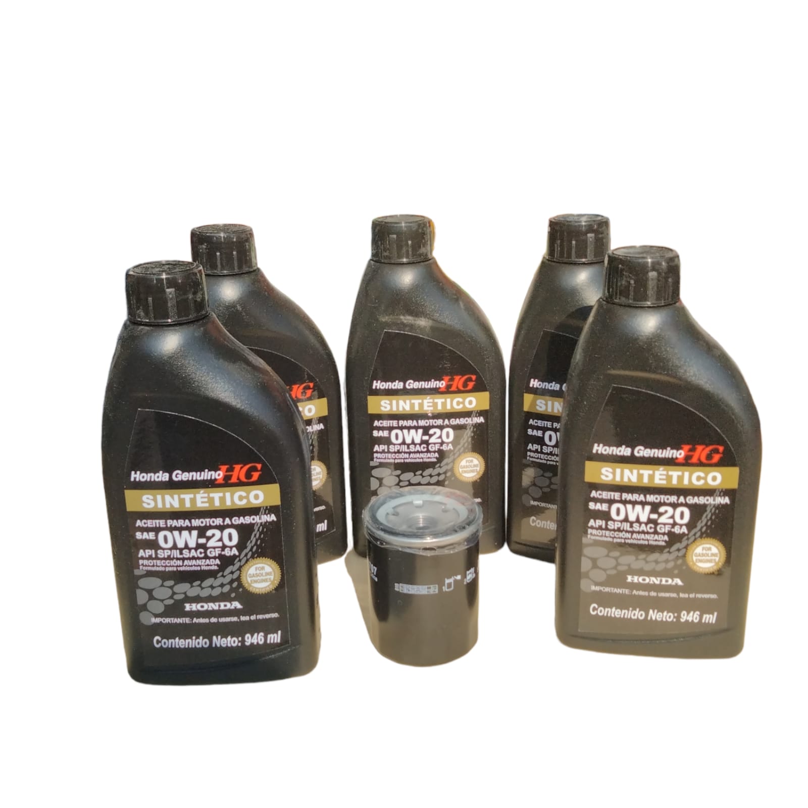 5 litros de aceite Honda Sintetico 0w 20 y filtro de aceite mahle