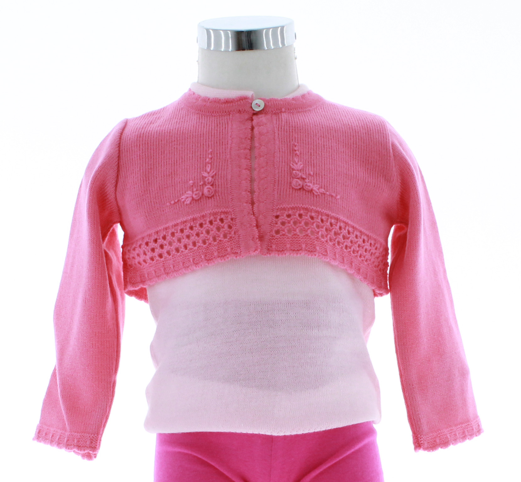 Sueter Niña Bolero Rosa Tejido 3112 1 a 16 Años.