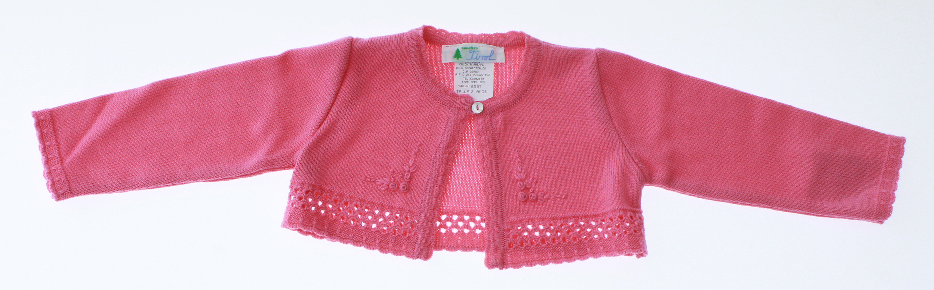 Sueter Niña Bolero Rosa Tejido 3112 1 a 16 Años.