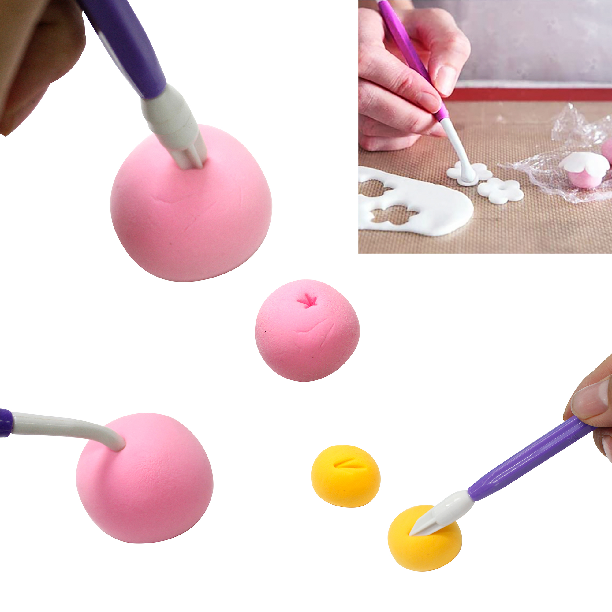 Kit Pasta Foamy MOLDEABLE Paquete con 6 Colores Distintos y Herramientas Estiletes, dosificador para manualidad- Neon -Morado