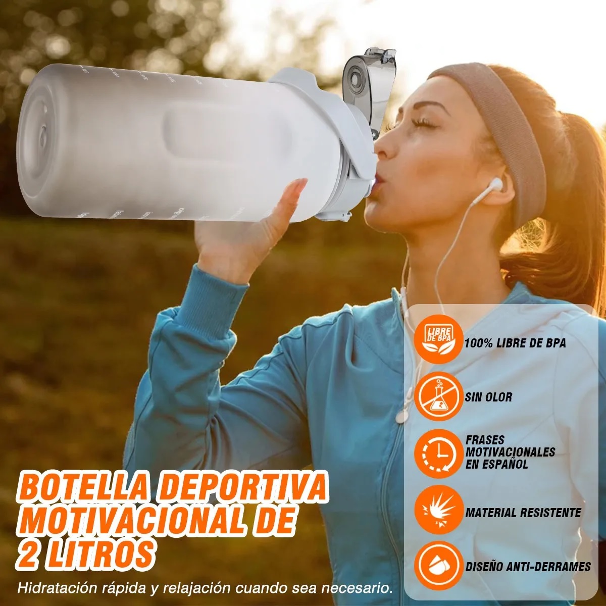 Botella De Agua Deportiva Alta Calidad 3pzs Pareja Familia Gris - A