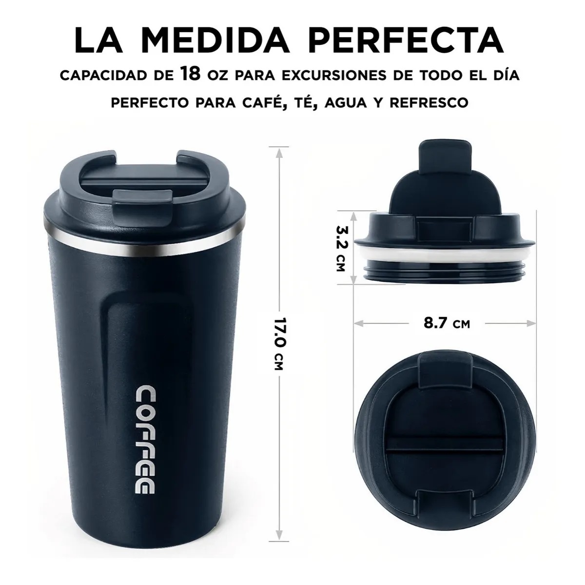 Termo Para Café Con Tapa De Acero Inoxidable - Onda Shop Azul Marino
