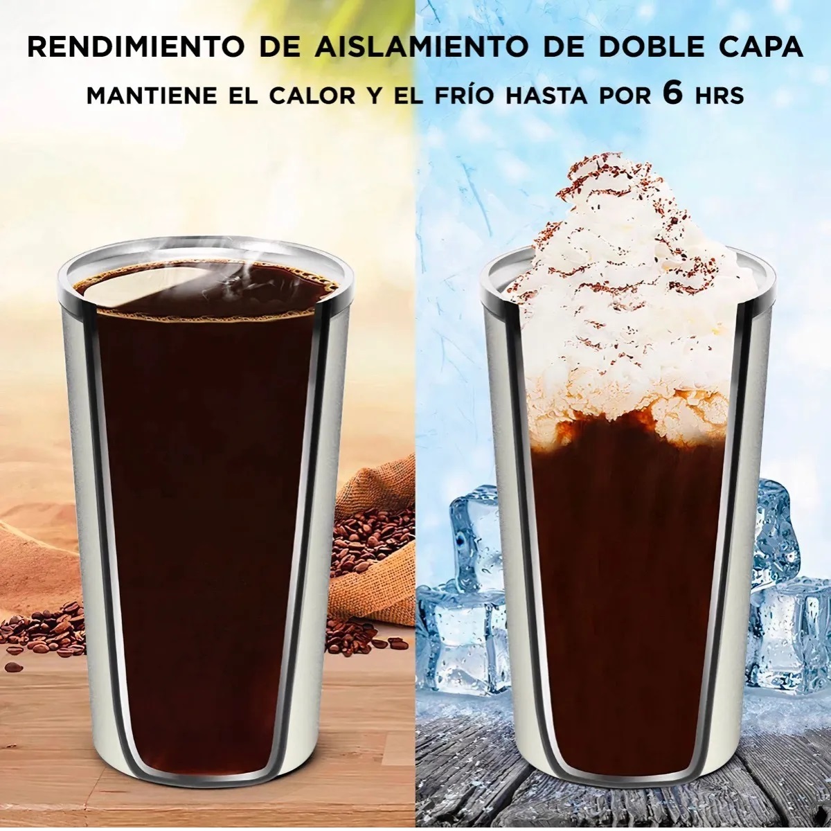 Termo Para Café Con Tapa De Acero Inoxidable - Blanco