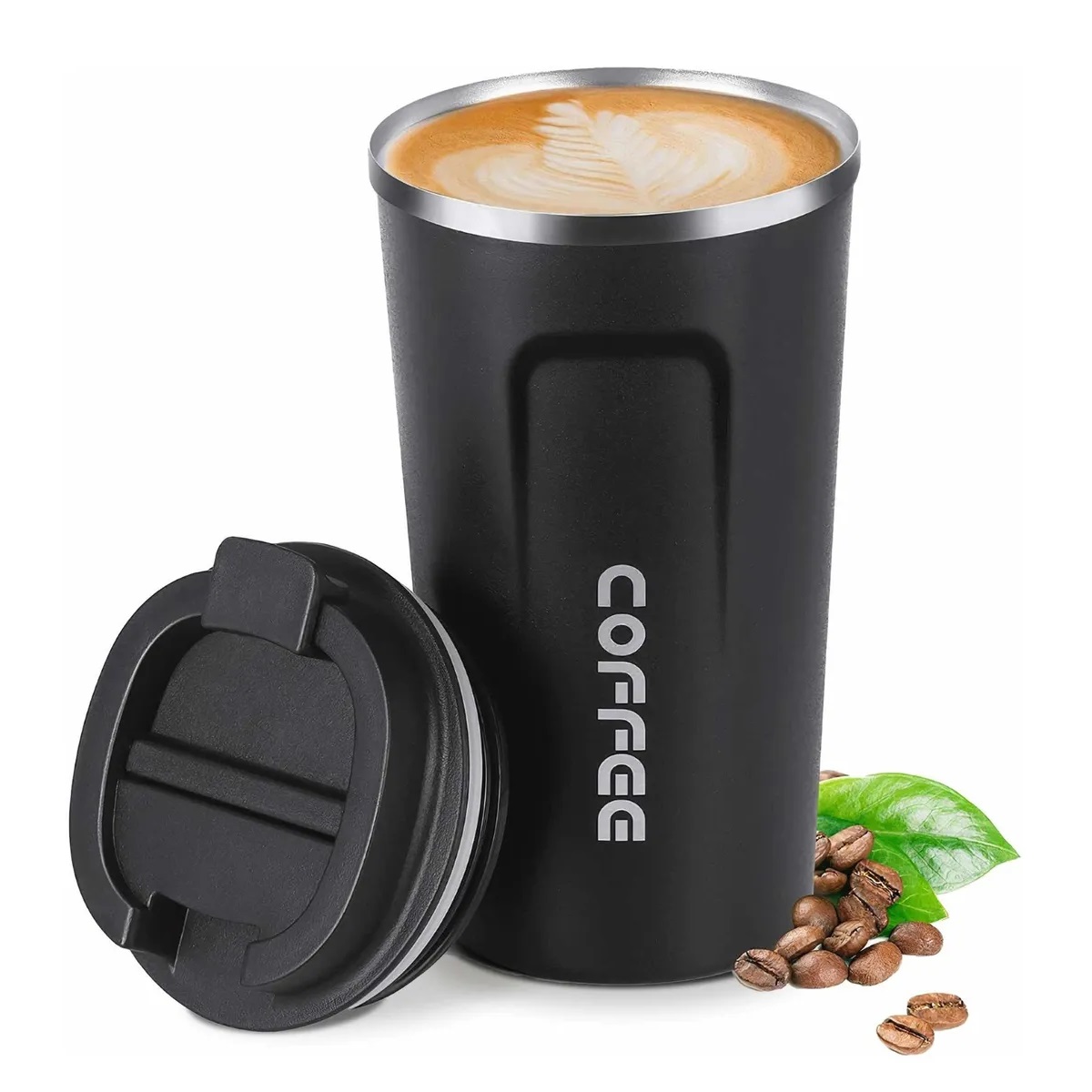 Termo Para Café Con Tapa De Acero Inoxidable - Negro