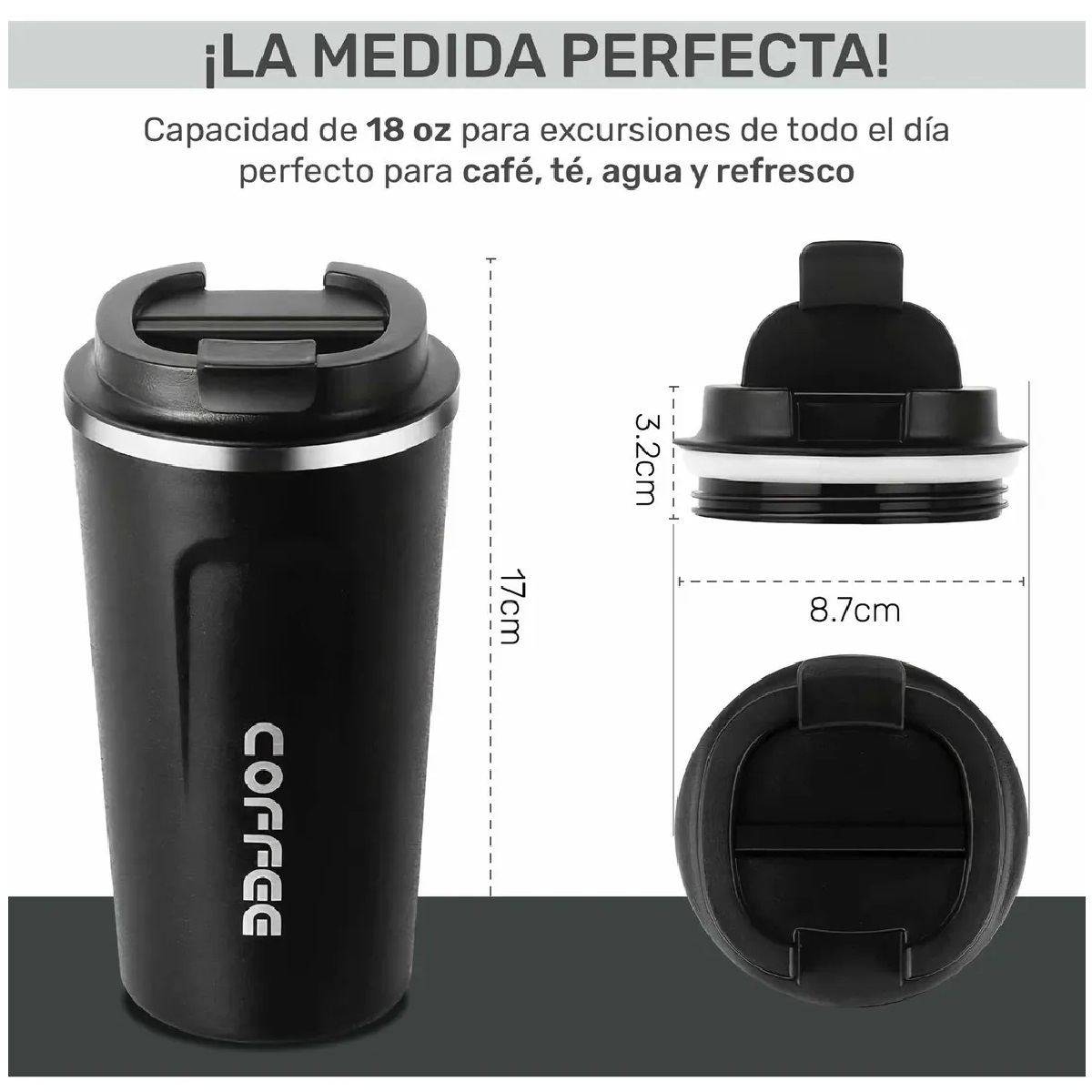 Termo Para Café Con Tapa De Acero Inoxidable - Negro